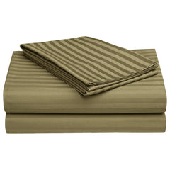 Satin Stripes King Size Cotton Bedsheet With 2 Pillow Covers - 108 X 108 Inches, Brown | Perfect For Home Decor, Guest House | Ideal For All Seasons