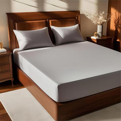 All Round Elastic Fitted Single Bedsheets With 2 Pillow Cover - 36 X 72 Inches, Light Gray | Ideal For House, Hotel, Guest House | Good For Daily Use