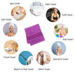 Micro Cotton Remy Basel Luxury Terry Cotton Bath Towel 550 Gsm | Super Comfortable 100% Long Staple Cotton Bath Towel (Voilet)