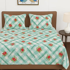 100% Cotton Double Bed Bedsheet Set With 2 Pillow Covers - 90 X 90 Inches, Sky Blue | 144 Thread Count Soft & Breathable, For Bedroom & Gifting