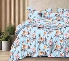 Queen Size Printed Double Bedsheet With Two Pillow Covers For Home | 90 X 100 Inches, Sky Blue - Beautiful Bedsheet Set | Perfect For Gifting Wedding, Anniversary