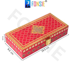 Fancy Shagun Cash Box Or Gaddi Box For Gifting Money On Wedding, New Born Baby, Ring Ceremony Pattern1pc, Material - Wood, Colour - Red