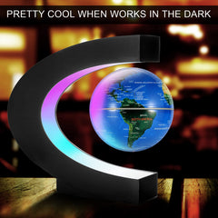 Magnetic Levitating Floating World Map Globe, C Shape Display Frame With Led Light, Cool Tech Home Office Desk Gadget Decor Birthday Gift For Men, Fathers, Students, Pack Of 1