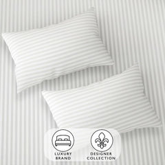 Stripes King Size Cotton Bedsheet With 2 Pillow Covers - 86 X 94 Inches, White | Perfect For Home Decor, Guest House | Ideal For All Seasons