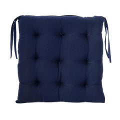 Chair Cushion Pad, Soft & Comfortable Sitting, Chair Pad - Navy Blue | Microfiber Square Chair Pad With Ties | Chair Seat Cushion For Office & Home | Furniture Cushion, Washable - Pack Of 6