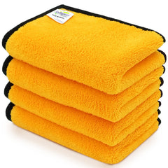 Softspun Microfiber Super Soft Hand & Face Wipes 300 Gsm Towel Set - 4 Piece (Orange)