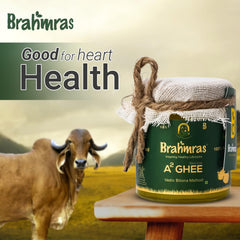 Natural Premium A2 Cow Ghee By Brahmras | Rich In Vitamins Using Traditional Bilona Method Cow Ghee Good For Weight Loss | (100ml) 3.3 Ounce | Jar Pack