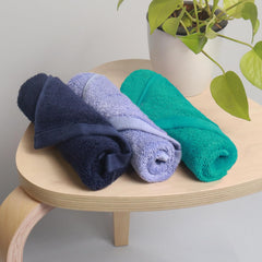 Heelium Bamboo Face Towel 600 Gsm | Ultra Absorbent & Odour-Free 3x Softer Than Cotton Towels | Pack Of 3 -Blue, Teal & Iris