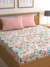 Double Bed Bedsheet With 2 Pillow Covers - 72 X 78 X 10 Inches, Pink | Elastic Fitted Printed King Size Bedsheet | Soft, Breathable & Wrinkle-Free