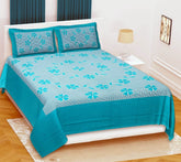 Cotton Double Bedsheet For King Size With 2 Pillow Covers - 90 X 100 Inches, Rama Green | Super Soft Breathable & Wrinkle Free