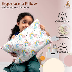 Premium Baby Pillow For Kids, Super Soft Cotton Kids Cushion - 12 X 18 Inches | For 5 Years Old Kids, Adorable Animal & Cartoon Prints | Bed Pillow, Washable, Easy To Care - Pillow 17