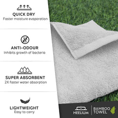 Heelium Bamboo Towel Set 1 Bath & 1 Hand Towel 700 Gsm | Super Soft & Antibacterial Towel (Grey) - 2 Piece