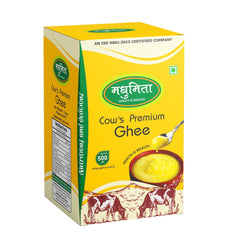 100% Natural Pure Cow Desi Ghee By Madhumita | Curd-Churned Bilona Method Healthy Nutrients Desi Cow Ghee For Taste | (1 Litre) 33.8 Ounce | Box Pack