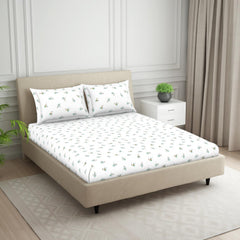 Breathable Pure Cotton King Size Bedsheet With 2 Pillow Covers - 72 X 78 Inches, White | Elastic Fitted Bedsheet | Durable Bedsheets For Everyday Comfort