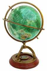 Antique Nautical Brass World Globe 14'' Tall Collectible Table Top With Compass For Kids & Students Learning & Gifting, Green, Pack Of 1