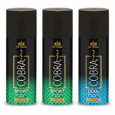 St.john Cobra Sports , Sports & Cool Deodorants Body Spray 450ml 15.2 Fl.oz. Pack Of 3 | Best Gift For Men & Women