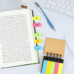 Self-Sticky Notepad, Fluorescent Color Sticky Notes With Spiral Binding Portable Page | Pack Of 1