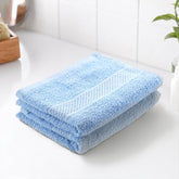 Earthy Fables Basic Hand Towel 400 Gsm | Pure Carded Cotton, Soft, Absorbent, Quick Dry & Skin-Friendly Towel - Pack Of 2 (Sky Blue)