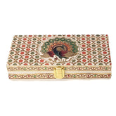Fancy Shagun Cash Box Or Gaddi Box For Gifting Money On Wedding, New Born Baby, Ring Ceremony Pattern1pc, Material - Wood, Colour - Peacock Pattern