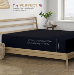 King Size Flat Double Bedsheet Set With 2 Matching Pillow Covers (108 X 108 Inches, Black) | Best For Festival Gifting, Housewarming, Anniversary Gifts Friends Family Gifting