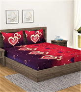 1 Double Bedsheet With 2 Pillow Covers - 85 X 86 inches, Red | Long-lasting Color Comfortable Fabric Bedsheet
