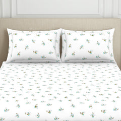 Breathable Pure Cotton King Size Bedsheet With 2 Pillow Covers - 72 X 78 Inches, White | Elastic Fitted Bedsheet | Durable Bedsheets For Everyday Comfort