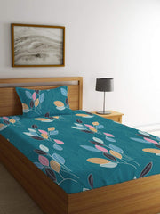 Jaipuri Single Bedsheet With 1 Pillow Cover - 42 X 75 X 8 Inches, Green | Super Soft Premium Brushed Glace Cotton | Breathable & Wrinkle-Free | Elastic Fitted Bedsheet