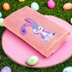Cotton Bolls Textiles Bunny Bliss Microfiber Kids Bath Towel 350 Gsm | Quick Drying Towels For Baby Towel (Peach)