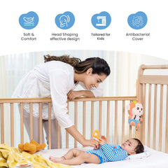 Memory Foam Head Shaper Baby Pillow For New Born 0-12 Months, White - 23 X 23 X 4 Cm | Baby Head Corrector Pillow To Prevent Flat Head Syndrome | Cherry Shape - Baby Pillow