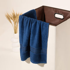 Kopa Quick Dry 100% Cotton Soft Terry Bath Towel 380 Gsm | Quick Dry 100% Cotton Super Absorbent, Lightweight (D'Ross) Bath Towel (Navy Blue)