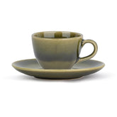 Ceramic Cup & Saucer Set Of 6 - Mehndi Ombre, 200ml Each Cup | Cup Saucer Set - 6 Cups + 6 Saucers | Tea Set With Glossy Finish - Ceramic Tea Cup & Saucer Set | Microwave & Dishwasher Safe