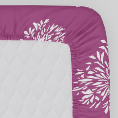 Queen Size Elastic Fitted Bedsheet With 2 Pillow Covers - 60 X 78 Inches, Mauve & White | Perfect Combination For A Stylish Bedsheet