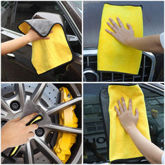Hsr Car Accessices Cleaning 800 Gsm Microfiber Towel For Car Cleaning & Detailing - Dual Sided, Extra Thick Plush Microfiber Cloth (Pack Of 6) | Yellow & Grey