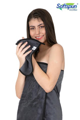 Softspun Microfiber Super Soft Hand & Face Wipes 300 Gsm Towel Set - 4 Piece (Grey)