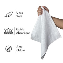 Heelium Bamboo Towel Set 1 Bath & 2 Face Towel 800 Gsm | Super Soft & Antibacterial Towel (White) - 3 Piece