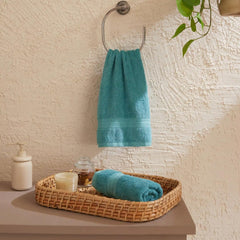 Livspace Paleto Collection Hand Towel 400 Gsm | 100% Cotton, Solid Dyed, Hand Towel Super Soft Absorbent (Teal) Set Of 2