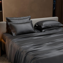1 Flat Bedsheet King Size With 4 Pillow Cover - 108 X 108 Inches, Dark Grey | Wedding, Bedroom, Date Night Collection | 300 Thread Count
