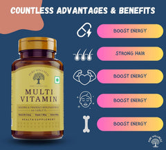 Pure Wellness Multivitamin Tablet For Men & Women, 40+ Ingredients With Potassium Vitamin C, D3 Enhanced Energy & Strength Immunity Booster & Joint Support | 60 Tablets , 100gm 0.2 Lbs
