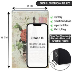 Label Book Locker Dictionary Stainless Steel Hidden Safe Jewellery Box, Cash Locker For Home & Office (18 X 12 X 5.5 Cm) Colour - Paris Look, Lock Type - Combination