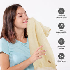 Spread Spain Bamboo Hand Towel 360 Gsm | Ultra Soft Absorbent & Quick Dry Towel For Daily Use, Gym, Pool, Travel, Sports & Yoga Set of 2 (Olive)
