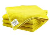 Softspun Microfiber Cleaning Cloths 450 Gsm | Highly Absorbent, Lint & Streak Free, Multi -Purpose Wash Cloth For Kitchen, Car, Window, Stainless Steel (4 Pcs)- Yellow