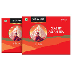 TE-A-ME Classic Assam Rise Tea - Pack Of 2 X 100 Tea Bags | Full-Bodied Taste, Rich & Bold Flavor