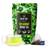 Blue Tea Spearmint Herbal Tea - 30 Tea Bags, Zipper Packaging | Reduces Facial Hair, Balances Hormones, Supports Digestion - Caffeine Free Dried Loose Leaf