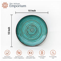 Iris Turquoise Hand Painted Ceramic Quarter Plates Set Of 6 | Small Side Plates For Dinner & Snacks - 7 Inch, 6 Pieces, Microwave Safe