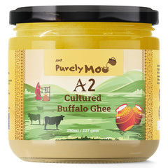 100% Natural A2 Cultured Buffalo Ghee By AMP Purely Moo | Traditional Bilona Method Healthy Buffalo Desi Ghee For Dishes | (250ml) 8.4 Ounce | Jar Pack