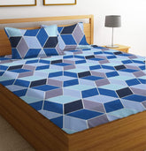 100% Microfiber Double Bedsheets With 2 King Size Pillow Covers | 86 X 90 Inches, Blue & Grey | Soft Bedsheets Safe & Comfortable For Every Season