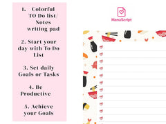 A5 Notes/To Do List Notepad, Beautiful Checklist Pad, Tear-Off Sheets (Noodles) Pack Of 1