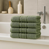 Akiko Home 100% Cotton Essential Series Hand Towels 800 Gsm | Soft, Absorbent & Durable, Cotton Hand Towel | Pack Of 4 (Green)
