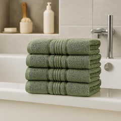 Akiko Home 100% Cotton Essential Series Hand Towels 800 Gsm | Soft, Absorbent & Durable, Cotton Hand Towel | Pack Of 4 (Green)