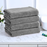 Black Gold The Finer Touch Premium Microfiber Bath Towels 1600 Gsm | Lightweight Ultra-Soft Fade Resistant (Grey) - 4 Pcs